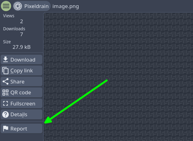 Screenshot of the report button in the toolbar